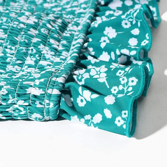 NWOT Mooslover Teal High Waisted Bandeau Bikini Two Piece Swimsuit, Women's M - Picture 4 of 10